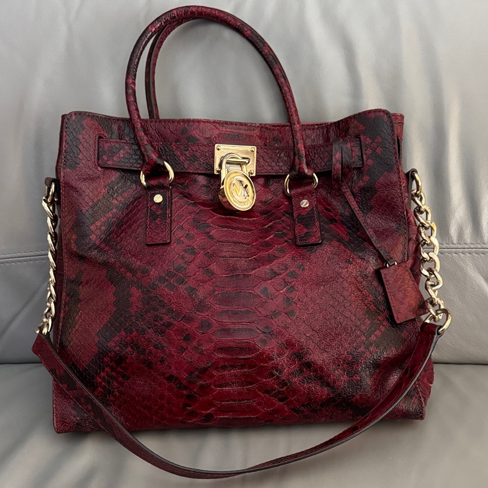 Michael Kors Red Leather Snake Print Bag